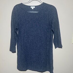 J Jill Pure Jill XS Navy White Striped Tunic Organic Hemp‎